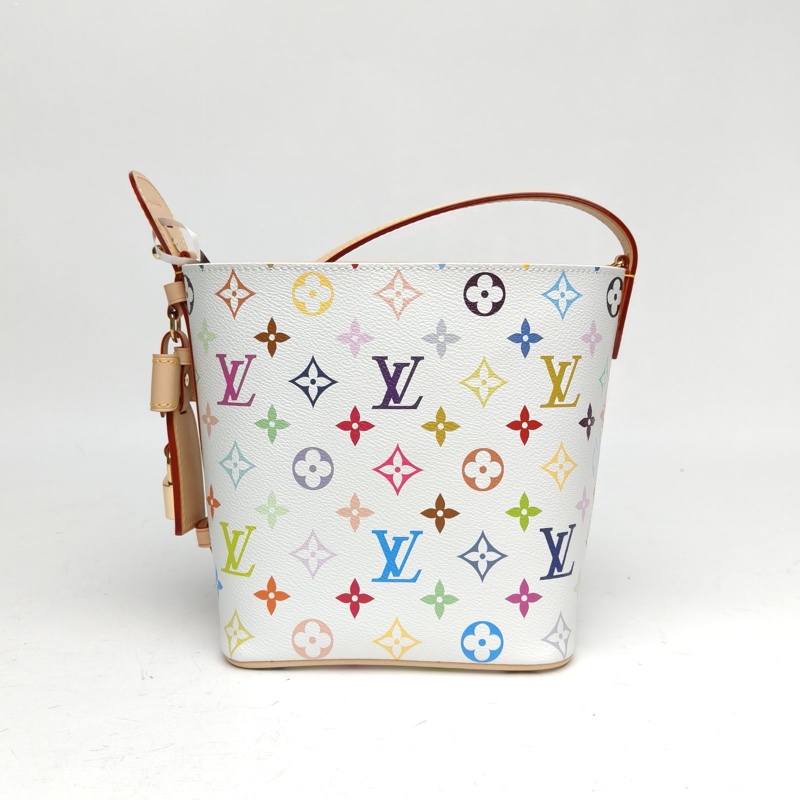 LOUIS VUITTON LVxTMALLINBB村上隆聯名款白三彩金扣晶片肩背包-2