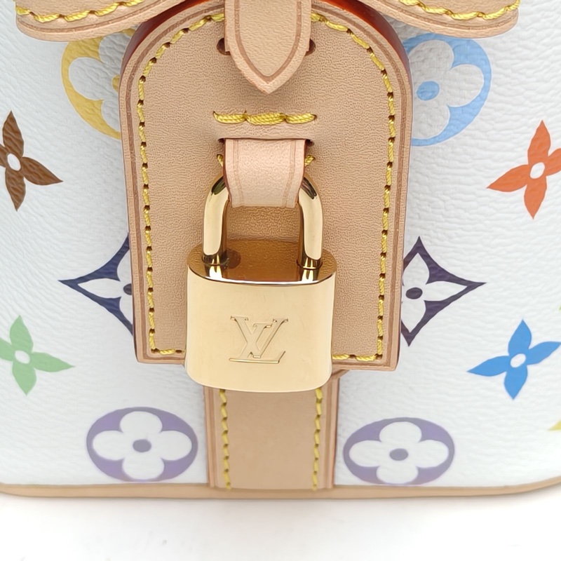 LOUIS VUITTON LVxTMALLINBB村上隆聯名款白三彩金扣晶片肩背包-4