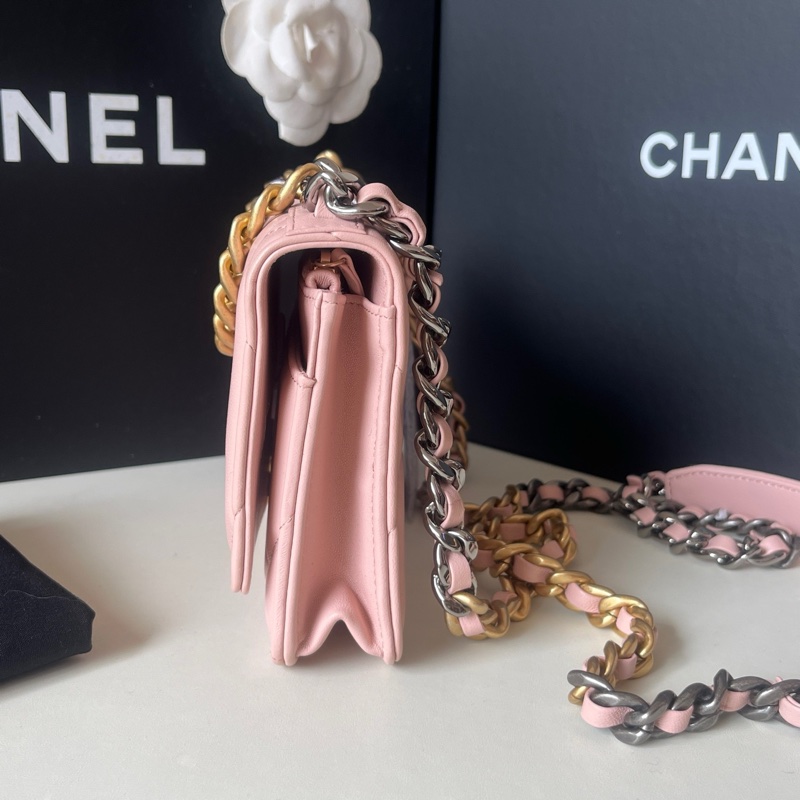 99新 Chanel/香奈兒 23S櫻花粉19bag woc鏈條包羊皮 23芯片-3