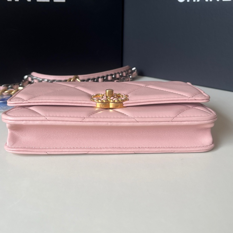 99新 Chanel/香奈兒 23S櫻花粉19bag woc鏈條包羊皮 23芯片-4