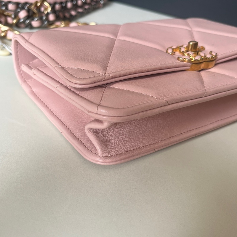 99新 Chanel/香奈兒 23S櫻花粉19bag woc鏈條包羊皮 23芯片-5