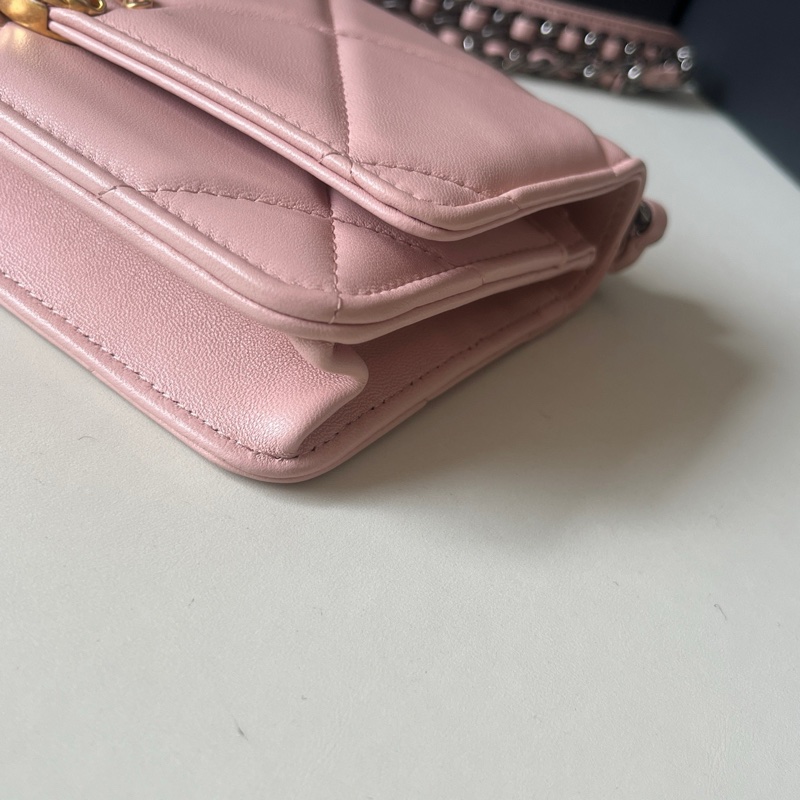 99新 Chanel/香奈兒 23S櫻花粉19bag woc鏈條包羊皮 23芯片-6