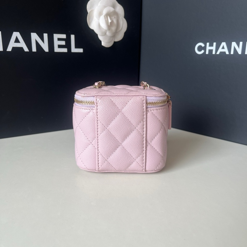 98新 Chanel/香奈兒 21S櫻花粉荔枝牛小盒子 31開 卡標齊全-1