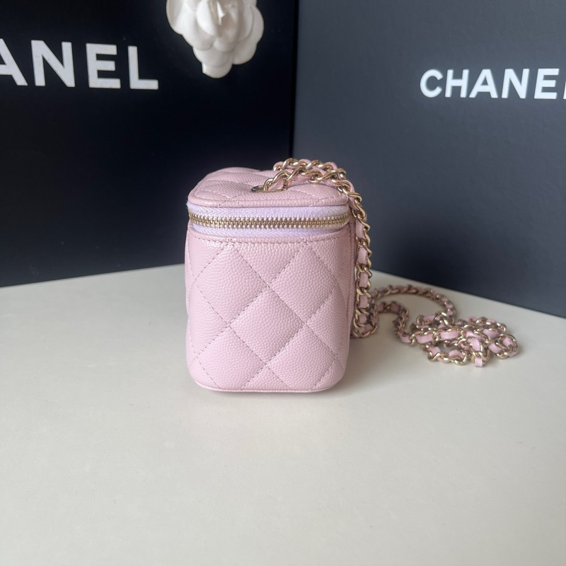 98新 Chanel/香奈兒 21S櫻花粉荔枝牛小盒子 31開 卡標齊全-2