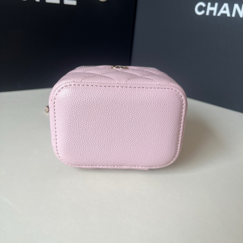 98新 Chanel/香奈兒 21S櫻花粉荔枝牛小盒子 31開 卡標齊全-4
