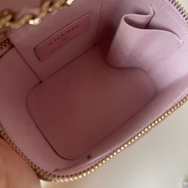 98新 Chanel/香奈兒 21S櫻花粉荔枝牛小盒子 31開 卡標齊全-8