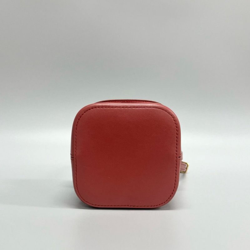 Celine 凱旋門浮雕logo紅色 全皮mini小盒子包 11*11*10 98新配件塵袋-6