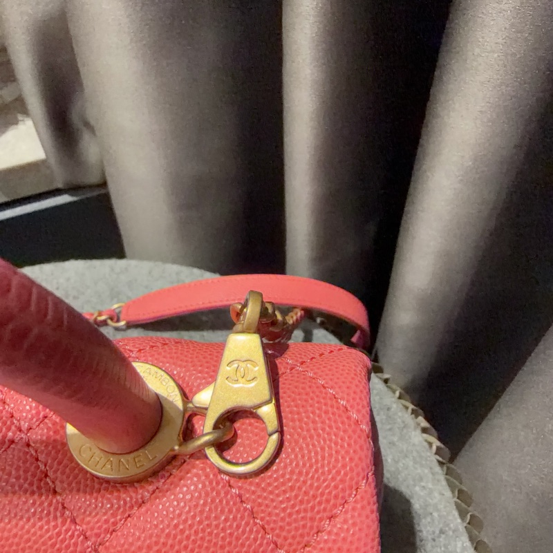 Chanel coco handle 24cm 粉色 荔枝牛皮 95新-1