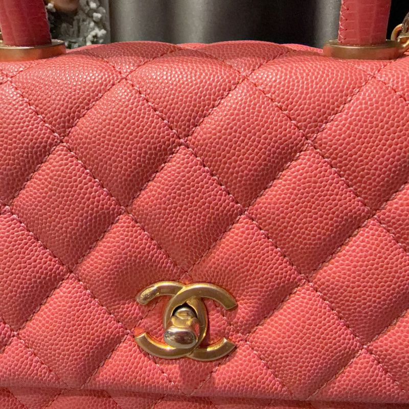 Chanel coco handle 24cm 粉色 荔枝牛皮 95新-12