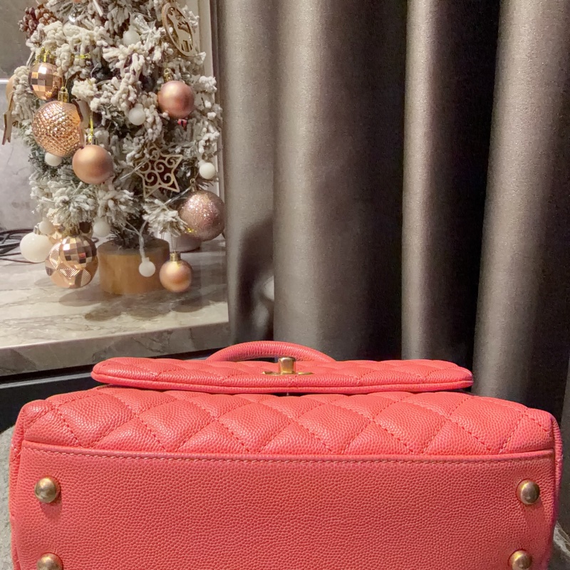 Chanel coco handle 24cm 粉色 荔枝牛皮 95新-17