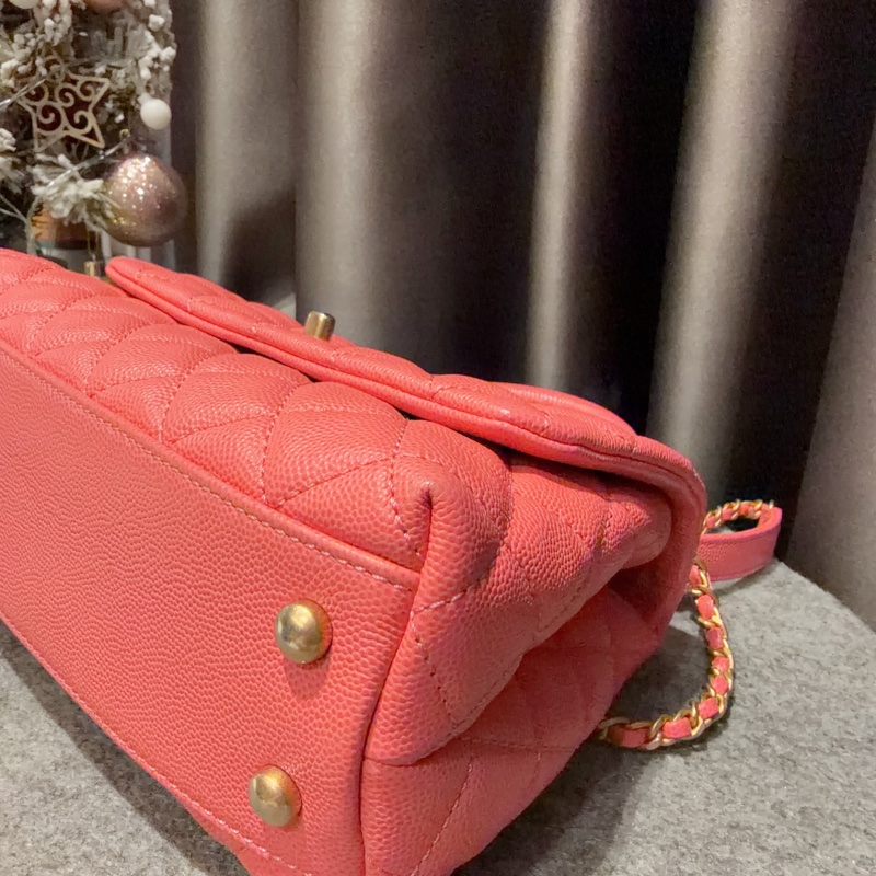 Chanel coco handle 24cm 粉色 荔枝牛皮 95新-18