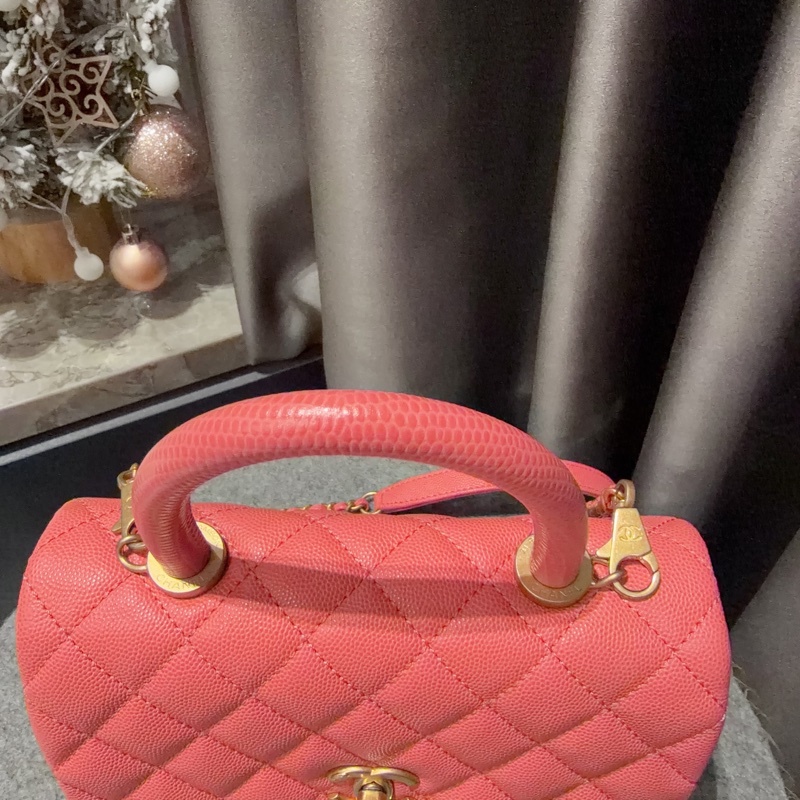 Chanel coco handle 24cm 粉色 荔枝牛皮 95新-25