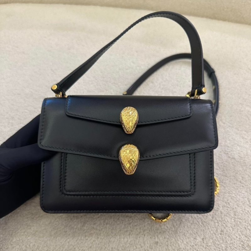 Alexander Wang x Bvlgari 聯名款 黑色蛇頭包 小號 19×6.5×13cm 99新配件塵袋-0