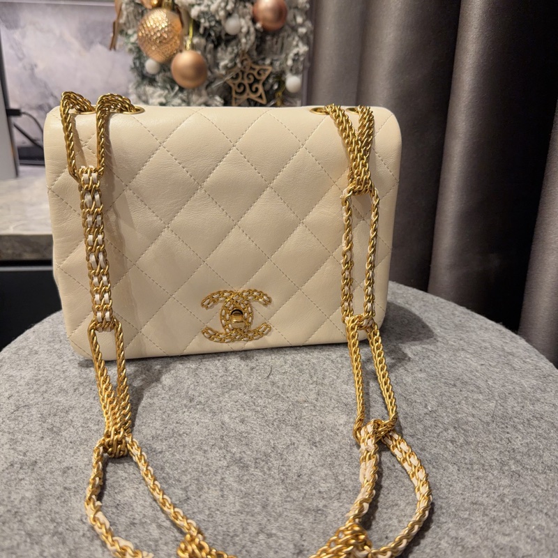 Chanel 編織皮穿鏈 肩包 手提包 95新 不易撞包-3