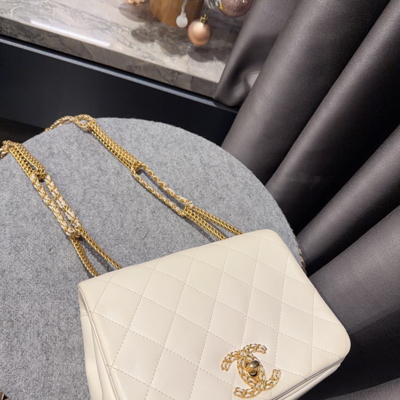 Chanel 編織皮穿鏈 肩包 手提包 95新 不易撞包-9