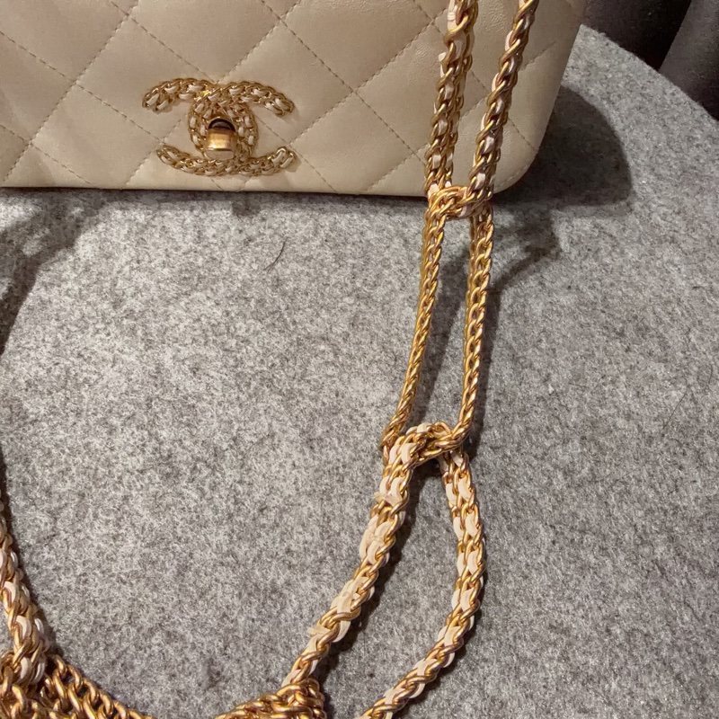 Chanel 編織皮穿鏈 肩包 手提包 95新 不易撞包-18