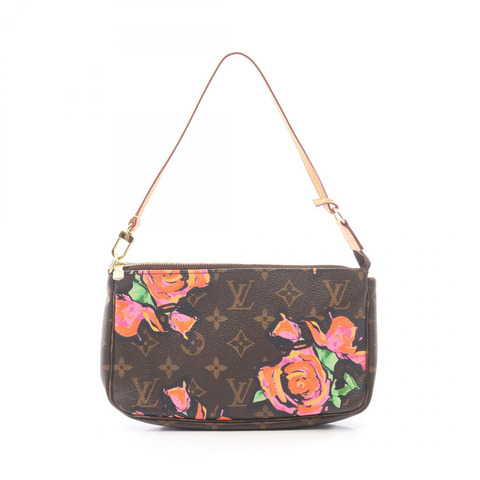 路易威登 Pochette 單肩手提包 M48615 Monogram Rose 帆布 棕色 二手