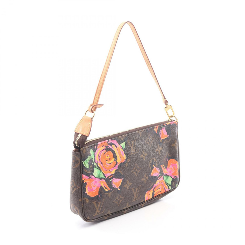 路易威登 Pochette 單肩手提包 M48615 Monogram Rose 帆布 棕色 二手-1