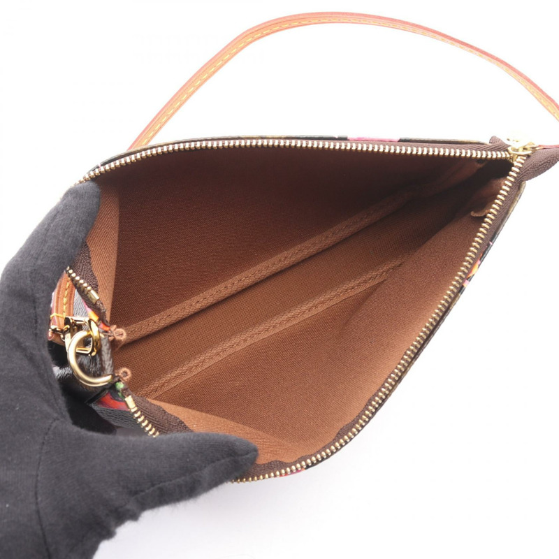 路易威登 Pochette 單肩手提包 M48615 Monogram Rose 帆布 棕色 二手-2