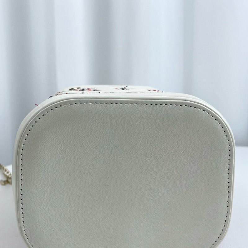 CHANEL 粉色毛呢拼色編織 金扣 手提肩背斜背水桶包 16*14 98新配件塵袋-5