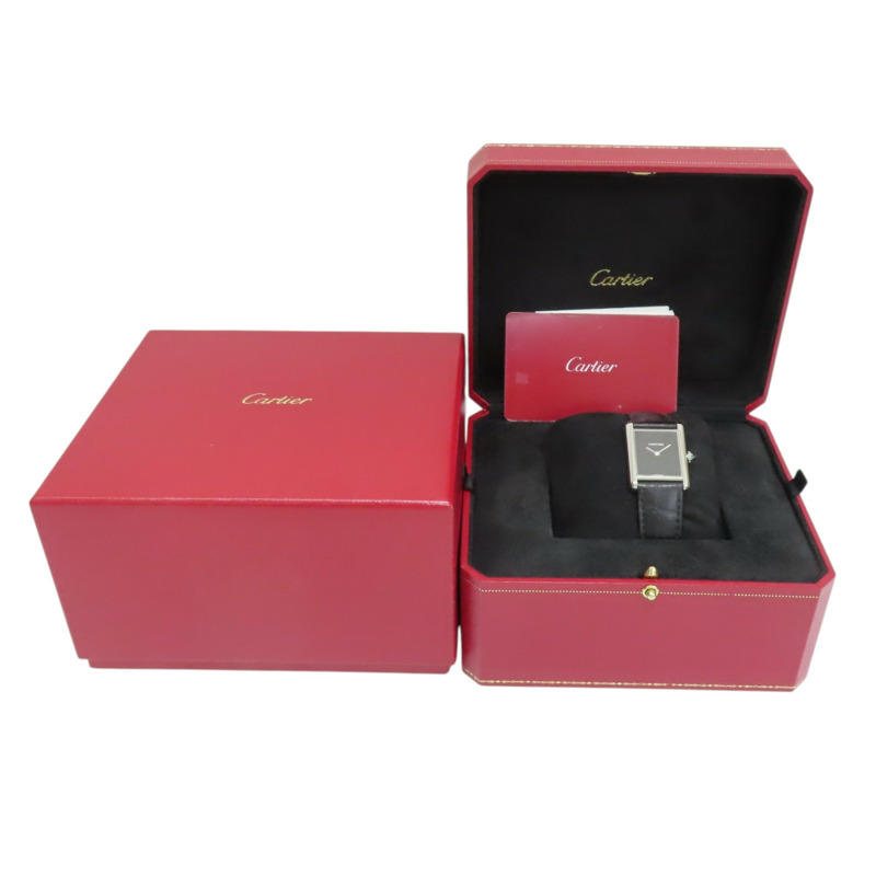 黑色錶盤 皮帶 不鏽鋼 Tank Must de Cartier 腕錶【Cartier 卡地亞】 WSTA0072-8