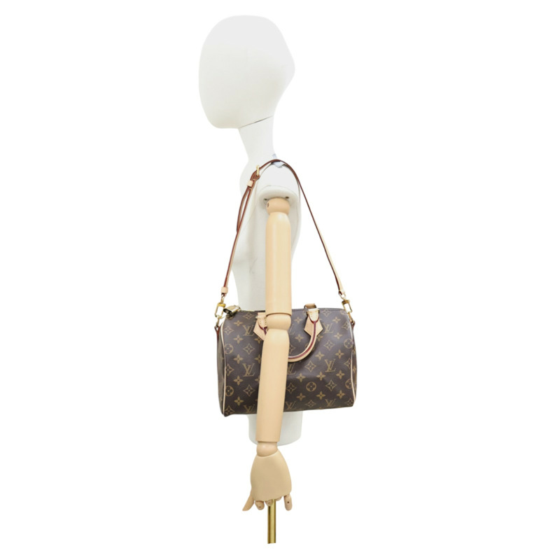 棕色 原花帆布 Speedy Bandouliere 25 兩用包【LOUIS VUITTON LV 路易威登】 M46977-8