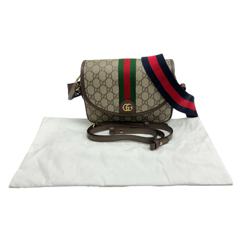 棕色 帆布 Ophidia small 肩背包【GUCCI 古馳】 722117-8