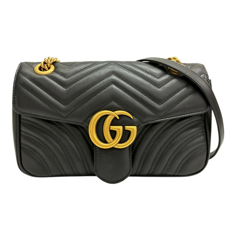 黑色 牛皮 GG Marmont 肩背包【GUCCI 古馳】 443497
