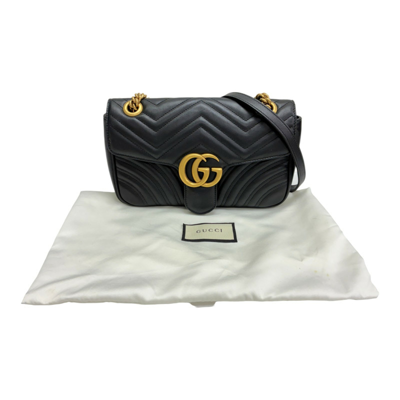 黑色 牛皮 GG Marmont 肩背包【GUCCI 古馳】 443497-6