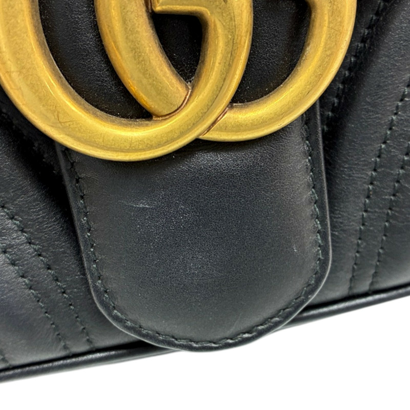 黑色 牛皮 GG Marmont 肩背包【GUCCI 古馳】 443497-10