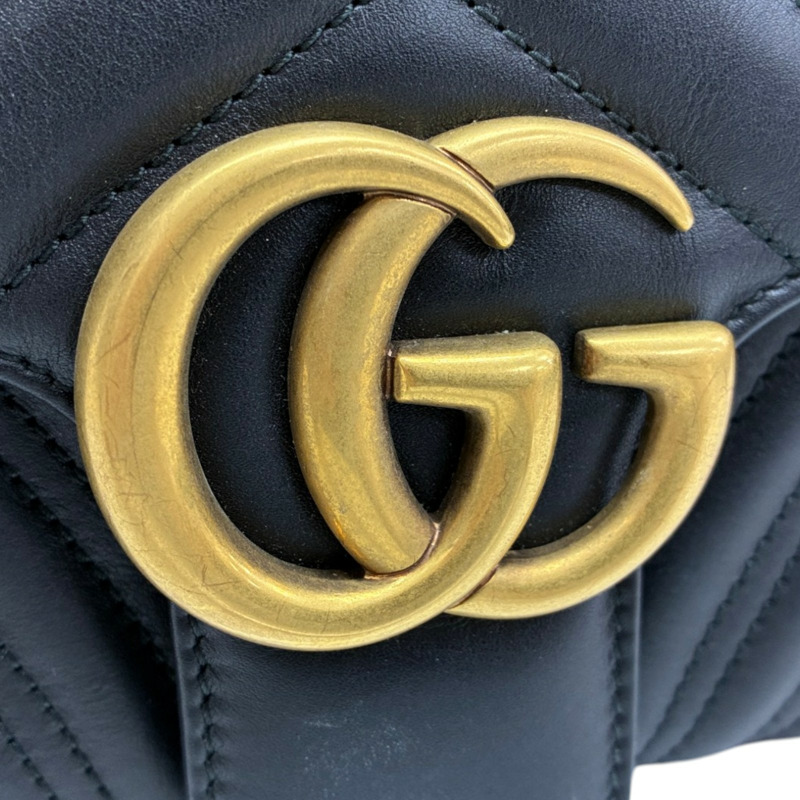 黑色 牛皮 GG Marmont 肩背包【GUCCI 古馳】 443497-11