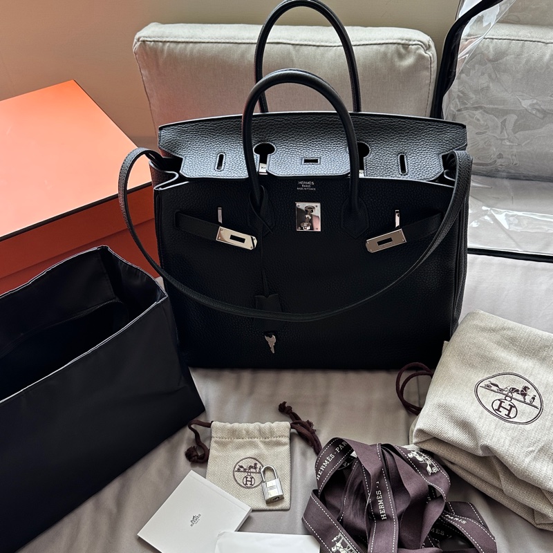 🖤 Hermes Birkin 35 Togo黑銀|超完整大全套自用送禮皆可-0