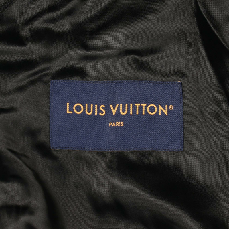 路易威登 (LOUIS VUITTON) Logo 棒球夾克,皮革羊毛材質,黑色,二手,男士 48 碼-2