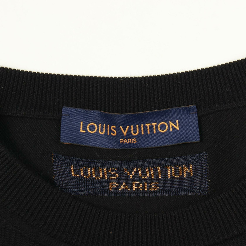 路易威登 (LOUIS VUITTON) Logo針織短袖毛衣,純棉材質,黑白配色,二手男款,尺寸S-2