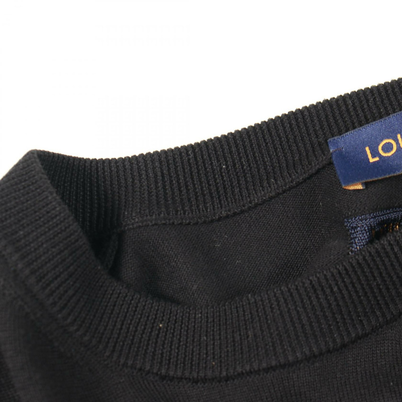 路易威登 (LOUIS VUITTON) Logo針織短袖毛衣,純棉材質,黑白配色,二手男款,尺寸S-6