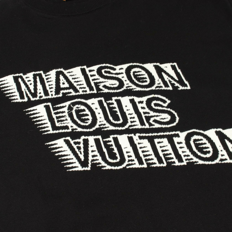 路易威登 (LOUIS VUITTON) Logo針織短袖毛衣,純棉材質,黑白配色,二手男款,尺寸S-7