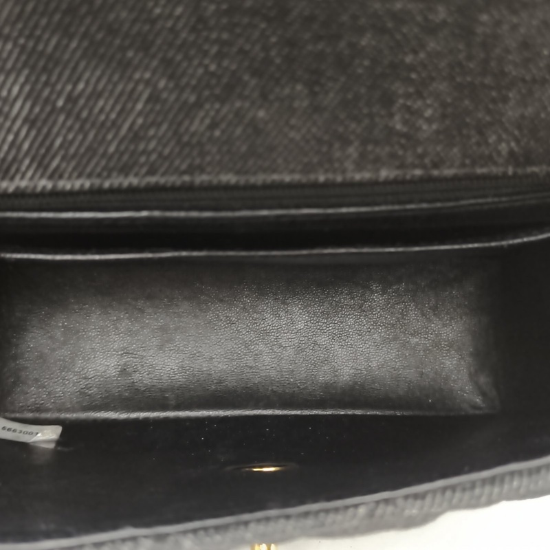 CHANEL 黑色牛仔5開金扣中古丹寧方胖子肩背包-5