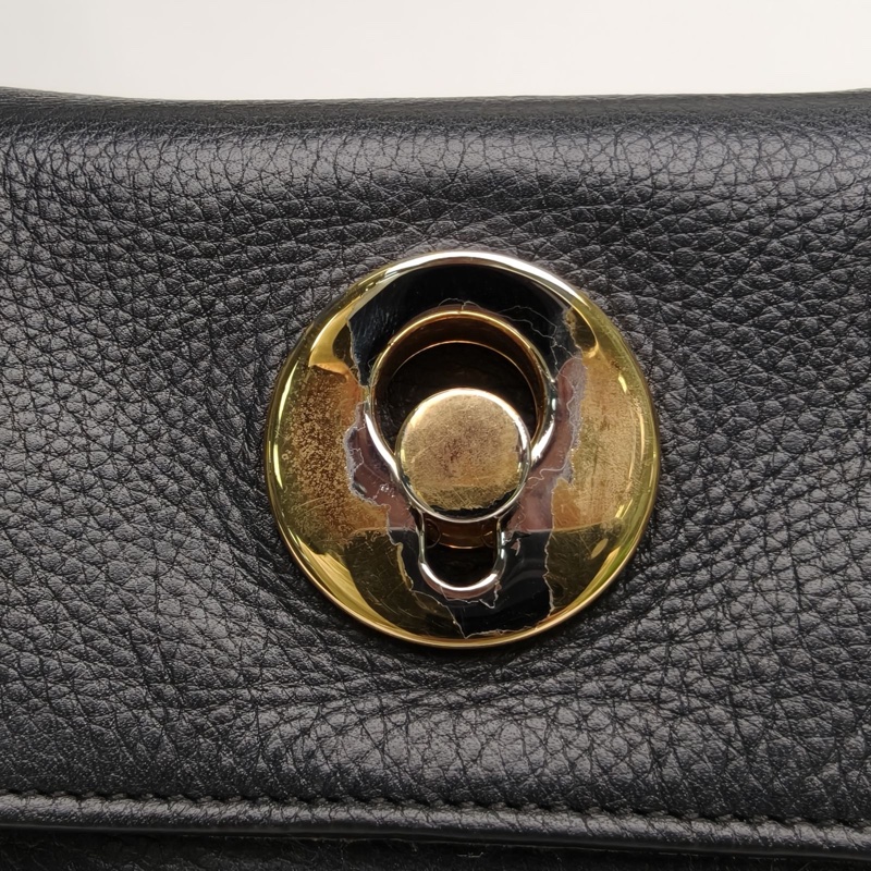 SAINT LAURENT 黑色牛皮金扣MUSE2手拎包-4