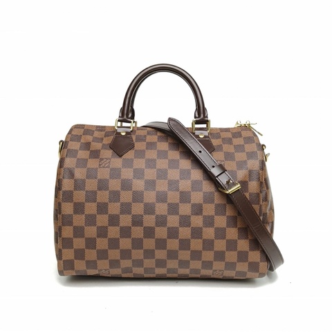 LOUIS VUITTON Speedy30配肩帶棕色棋盤格PVC肩背包2012
