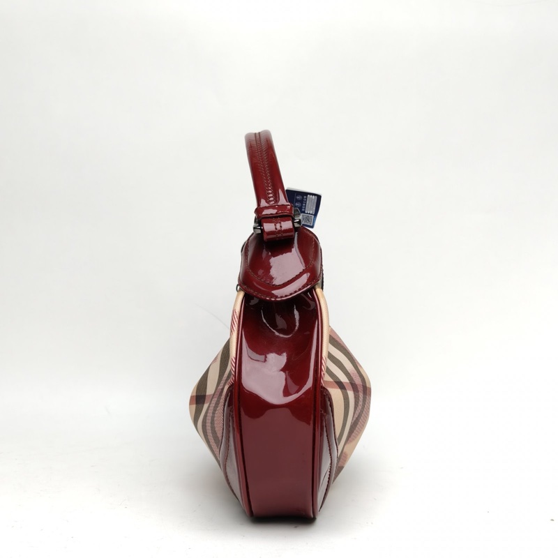 Burberry 紅色帆布格紋腋下包-1
