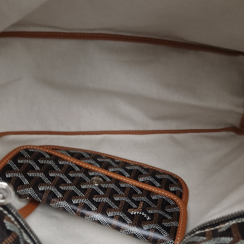 GOYARD BohemeHoboBag子母腋下包棕色PVC銀扣肩背包-4