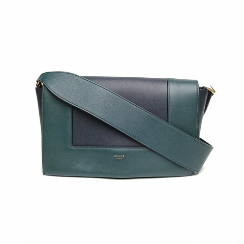 CELINE Frame小方包中號拼色牛皮金扣肩背包