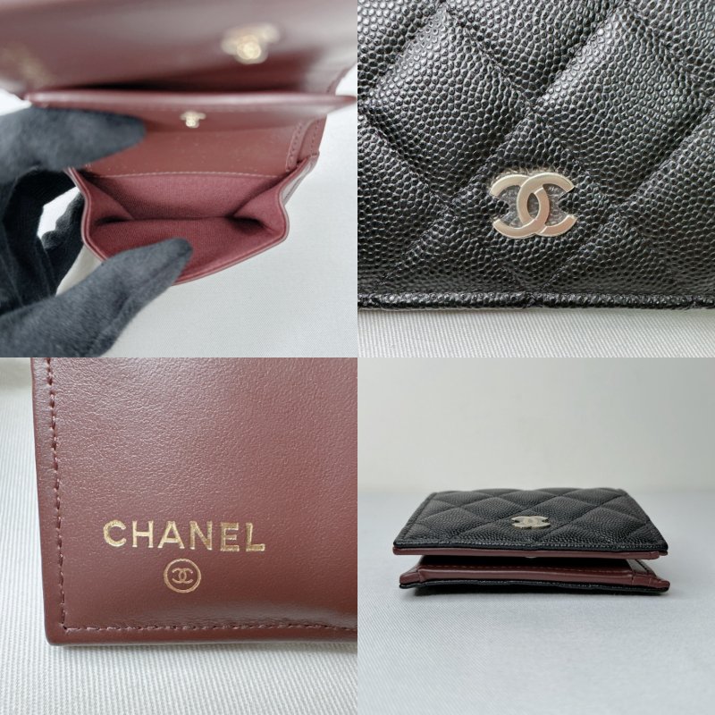 CHANEL 全新荔枝牛扣式對折短夾-8