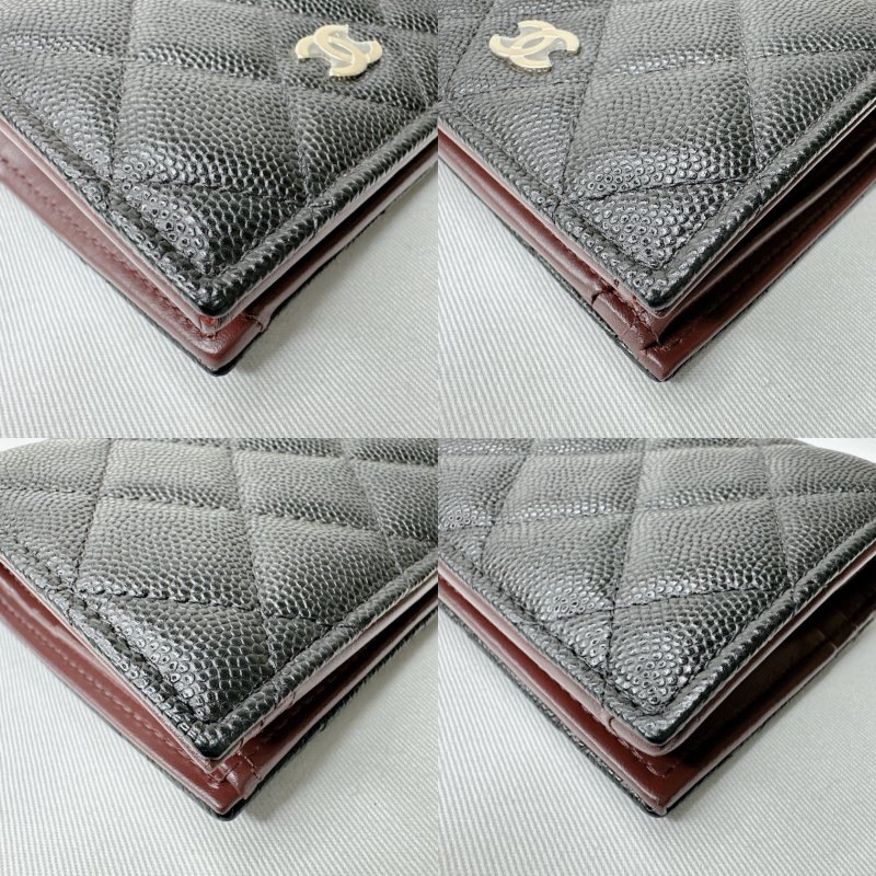 CHANEL 全新荔枝牛扣式對折短夾-9