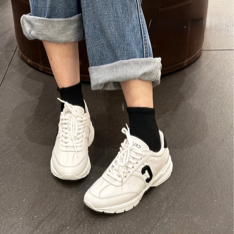 Celine 白色運動鞋 黑白配 C字母+凱旋門-1