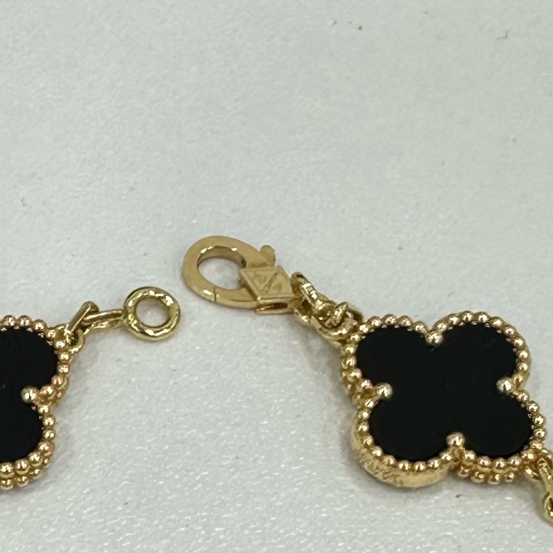 #VCA / Van Cleef & Arpels#梵克雅寶 Alhambra Vintage幸運四葉 #黑五花 #18K金縟瑪瑙手鏈 26年全套保卡-4