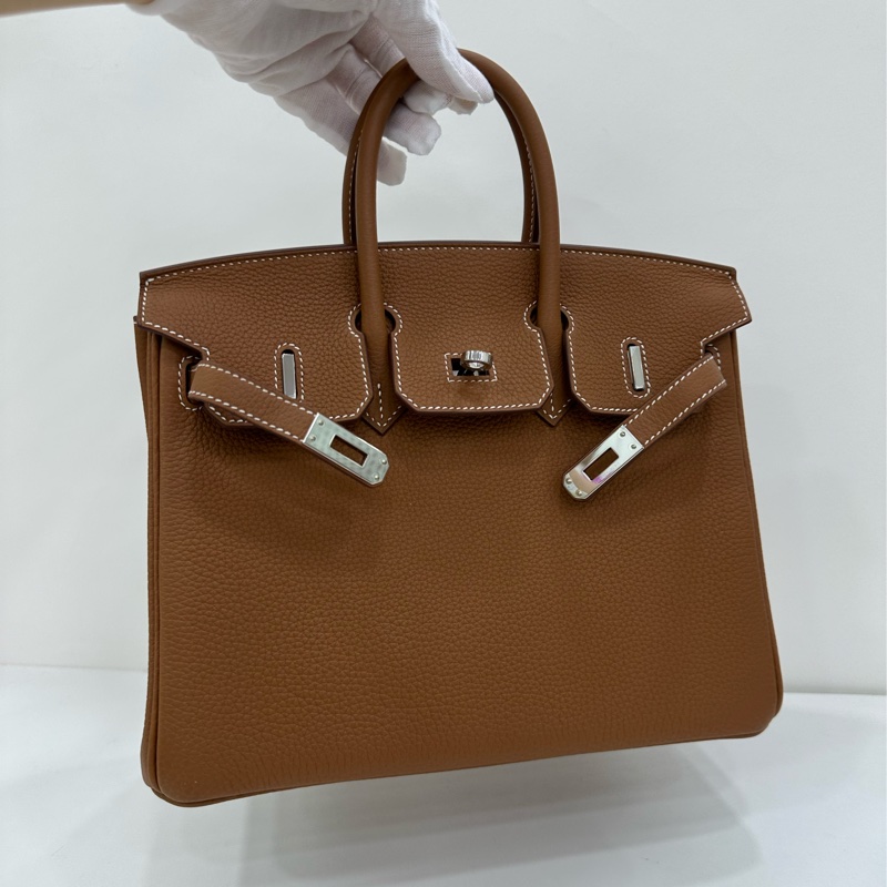 Hermes 愛馬仕 Birkin25金棕銀togo皮 K刻 原購證-6
