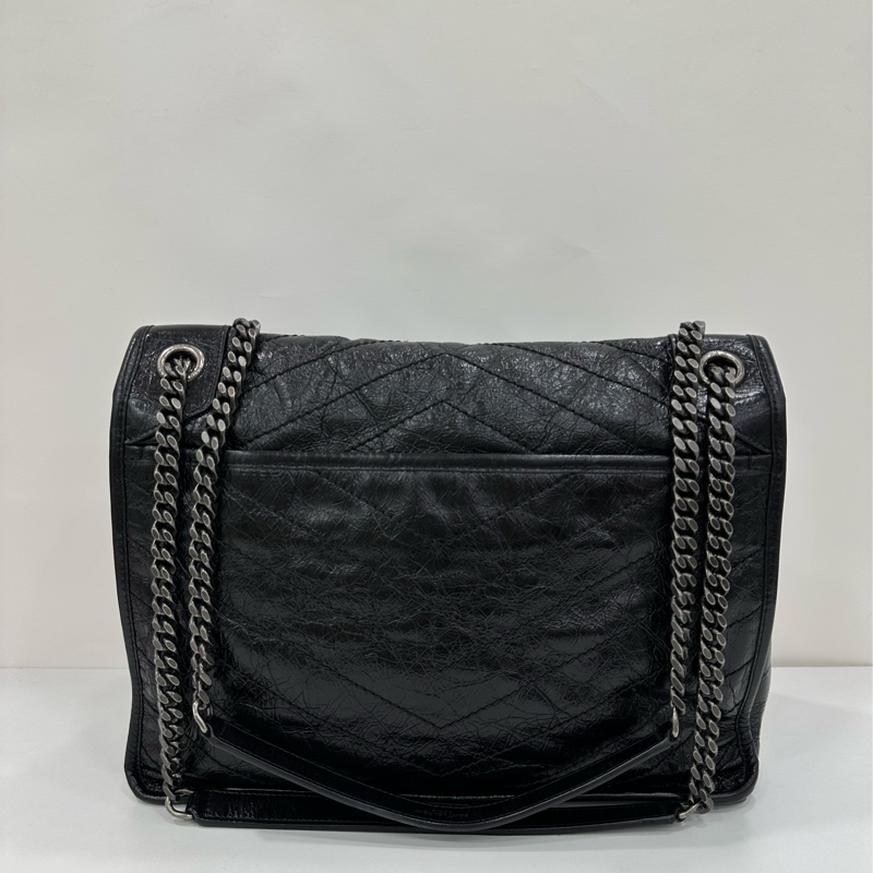 YSL/Saint laurent 黑銀NIKI小號鏈條包 18年 油蠟材質 18年編碼-2