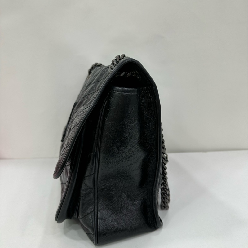 YSL/Saint laurent 黑銀NIKI小號鏈條包 18年 油蠟材質 18年編碼-4
