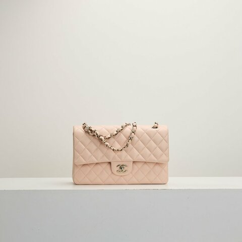 二手Chanel Cf25 荔枝牛 淡粉金